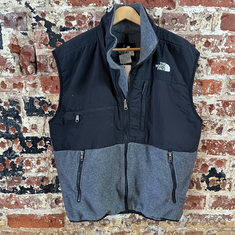 The North Face Fleece Vest Mens Medium Full Zip Jacket Two Toned Gray Black